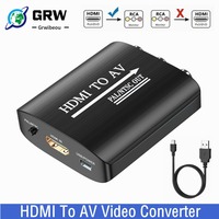 Grwibeou HDMI-compatible To AV Video Composite Converter Box HDMI-Compatible to RCA AV/CVSB L/R Video HD 1080P Support NTSC PAL