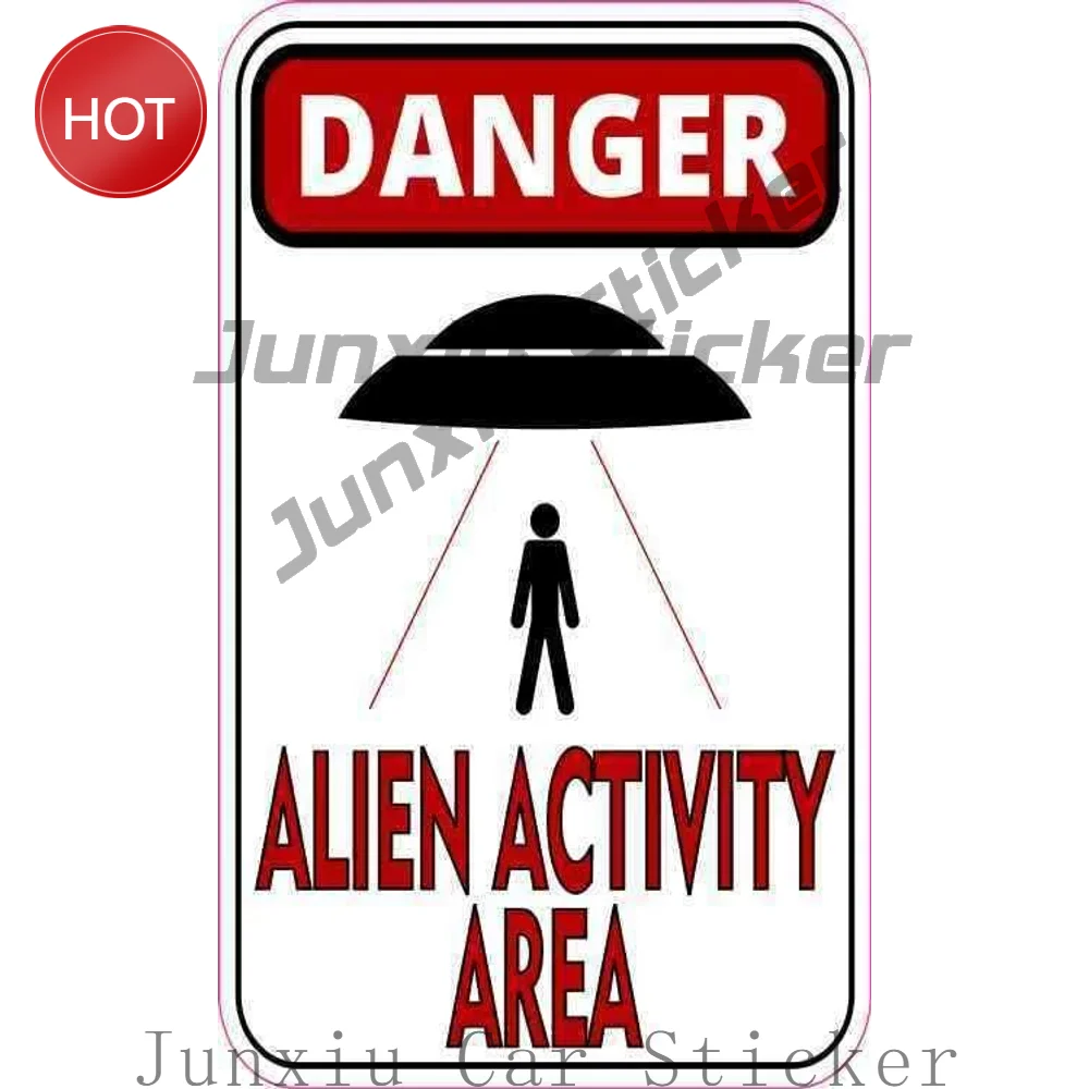 Black And Red Danger Alien Activity Area Decorative Sticker For Car Bumper And Water Bottle Alien Theme Decoration Decal