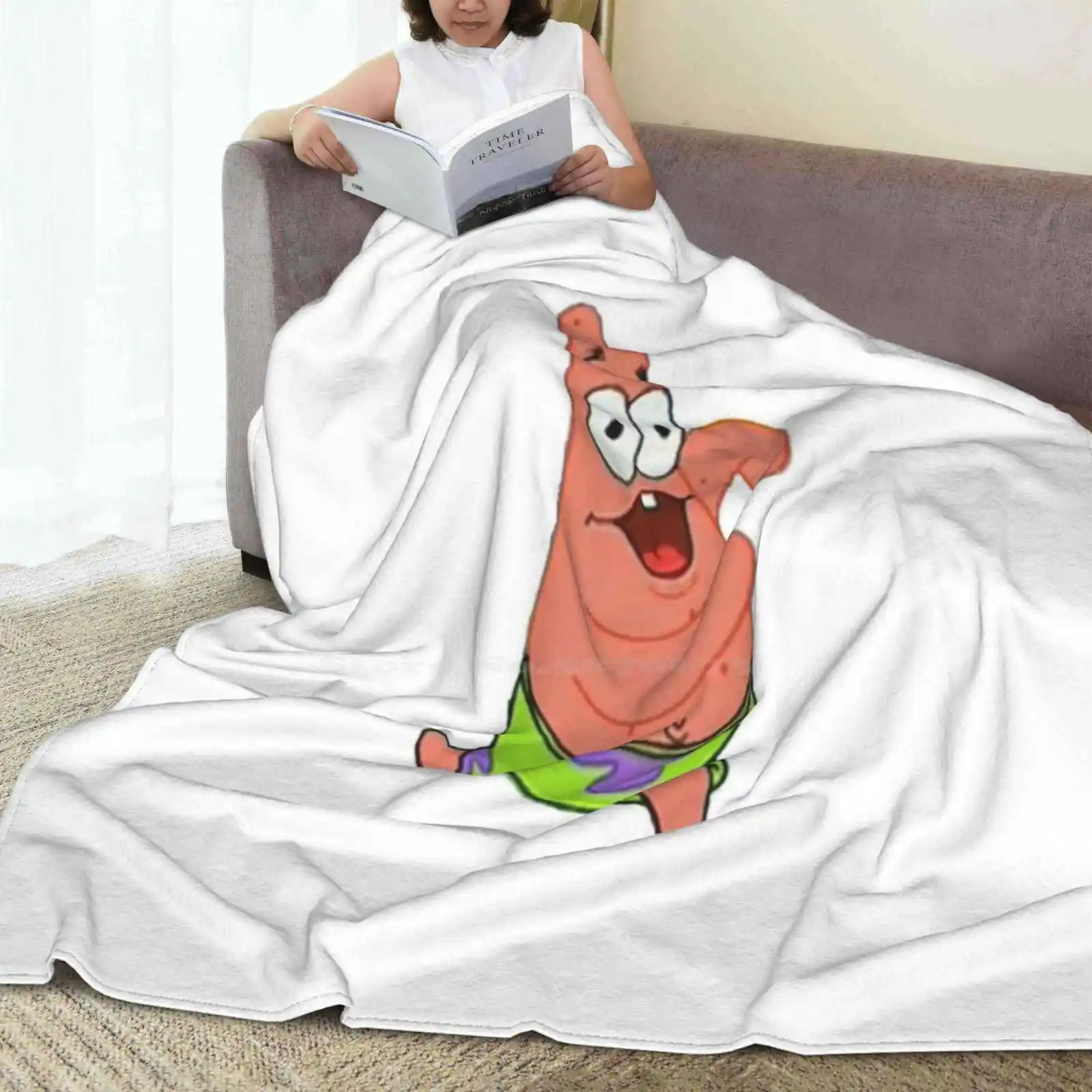 Patrick Star Running Creative Design Light Thin Soft Flannel Blanket Patrick Star Starfish Chocolate Bikini Bottom Meme Funny