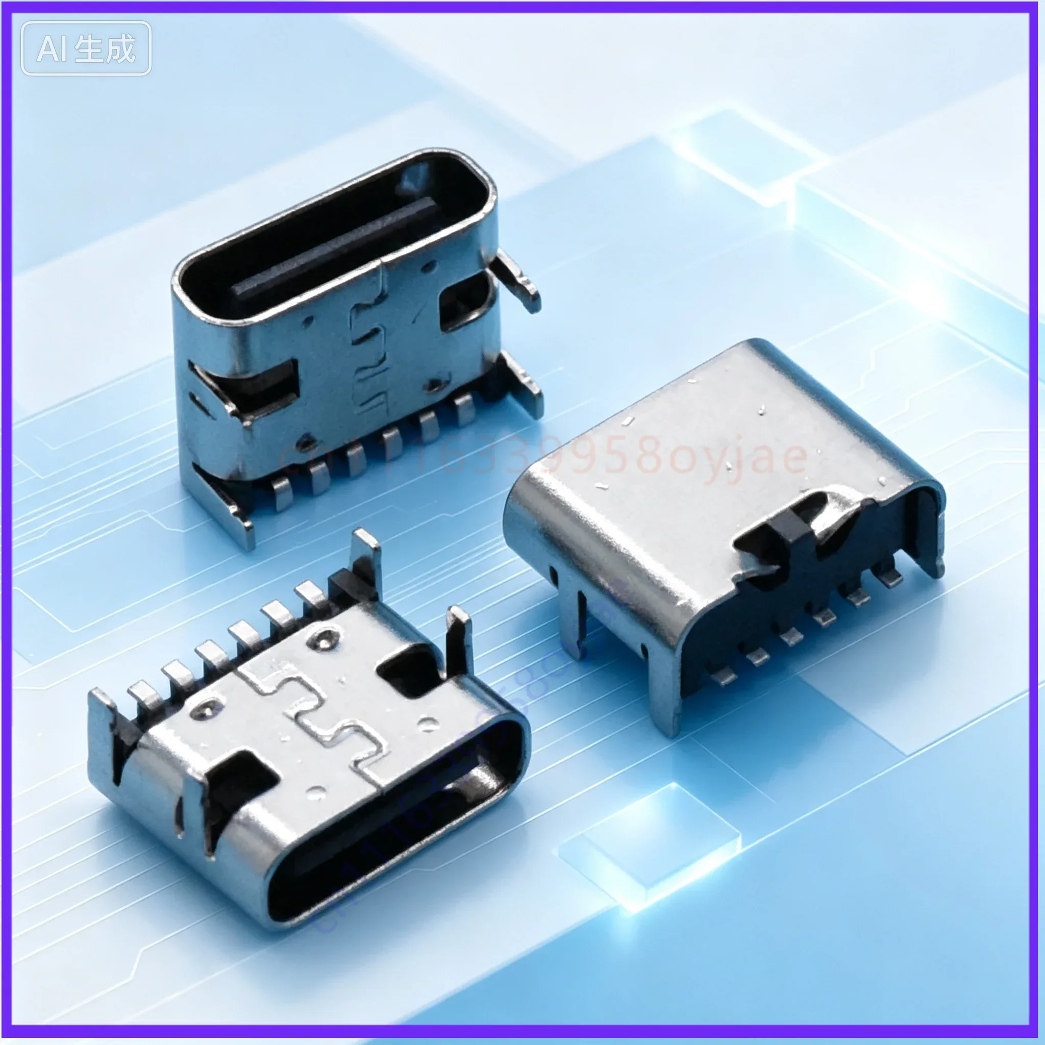 for USB3.1 Type-C 6P Female, Double Row SMD 4Pin Through Hole Fast Charging Reversible Port  100pcs