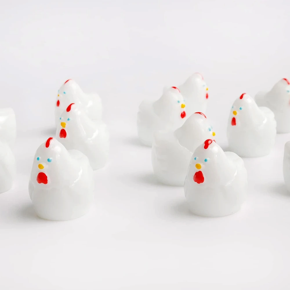 5/10pcs Resin Chickens Miniatures, Mini Animals Figurines Fairy Garden Ornament, Micro Landscape DIY Craft Decoration