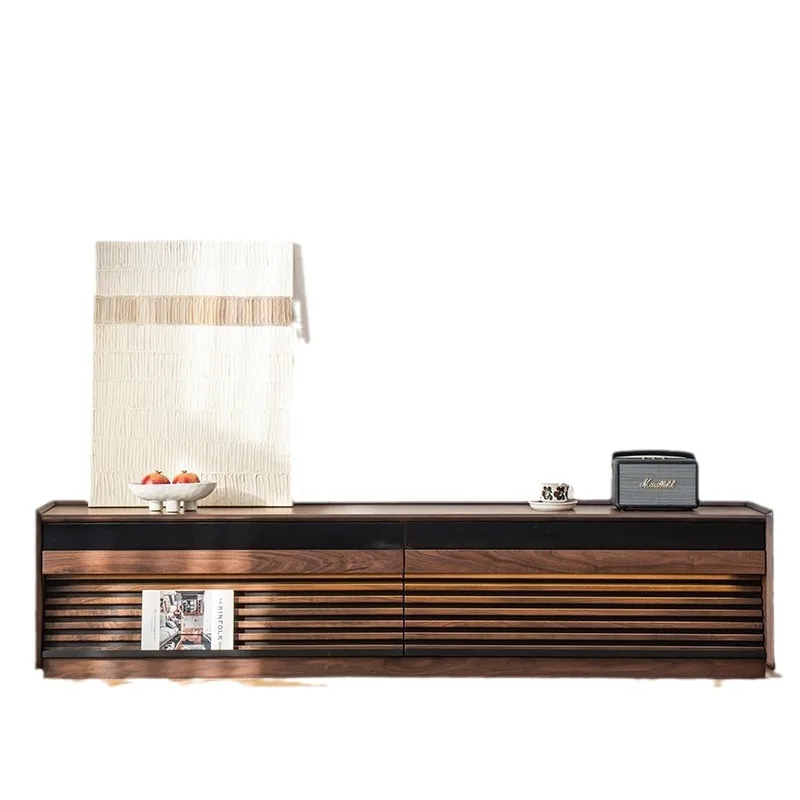 خزانة تلفزيون من خشب الجوز الأسود الشمالي والخشب الصلب وغرفة النوم وغرفة المعيشة وشقة صغيرة