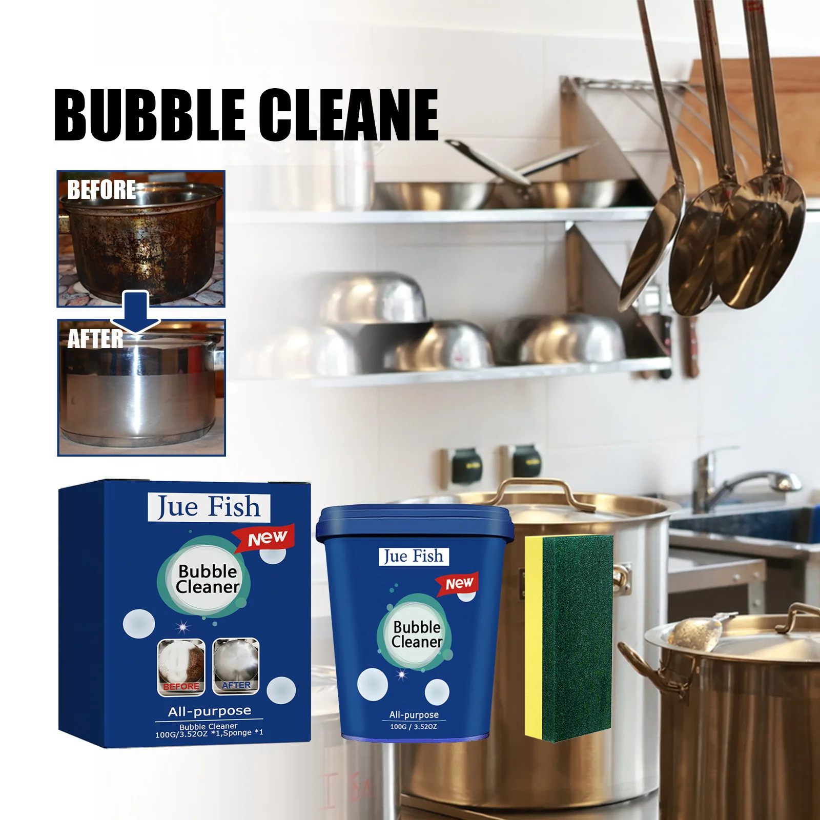 Stainless Steel Cleaning Cream Kitchenware Stain Dirt Cleaner Washing Pot Bottom Scale Pan Rust Removal Cookware Cleaning Paste