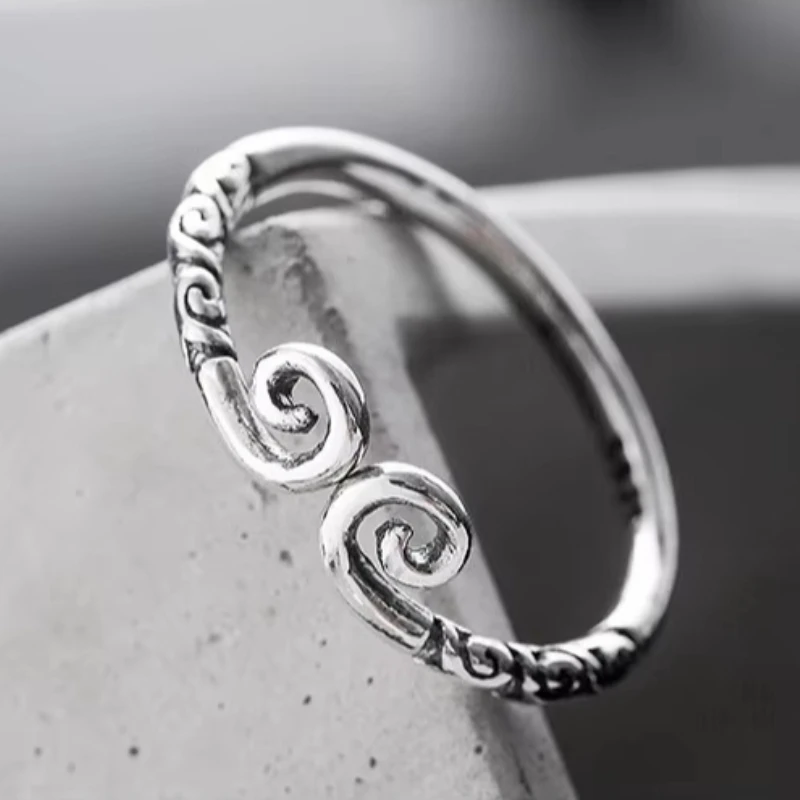 Retro Style 925 Sterling Silver hoops Open Rings For Women Vintage Jewelry Accessories  hoop curse Ring