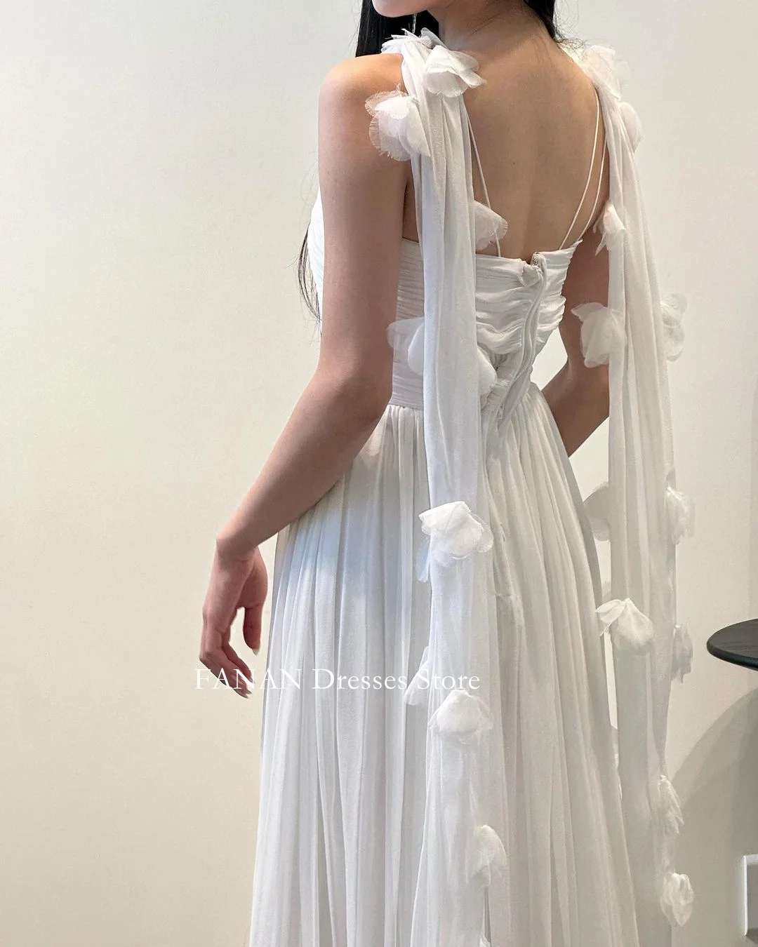 FANAN Halter Neck Korea Ivory Ruched Wedding Dresses 웨딩드레스 Sleeveless Chiffon Custom Made Pretty  Bride Gowns Plus Size