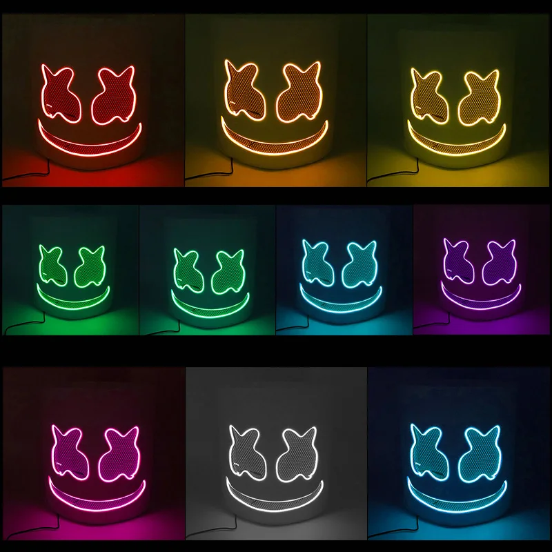 Dance Performance DJ Mask Masquerade Cosplay Luminous Headgear Supplies Night Show Glowing Hood Neon Fluorescent Decoration