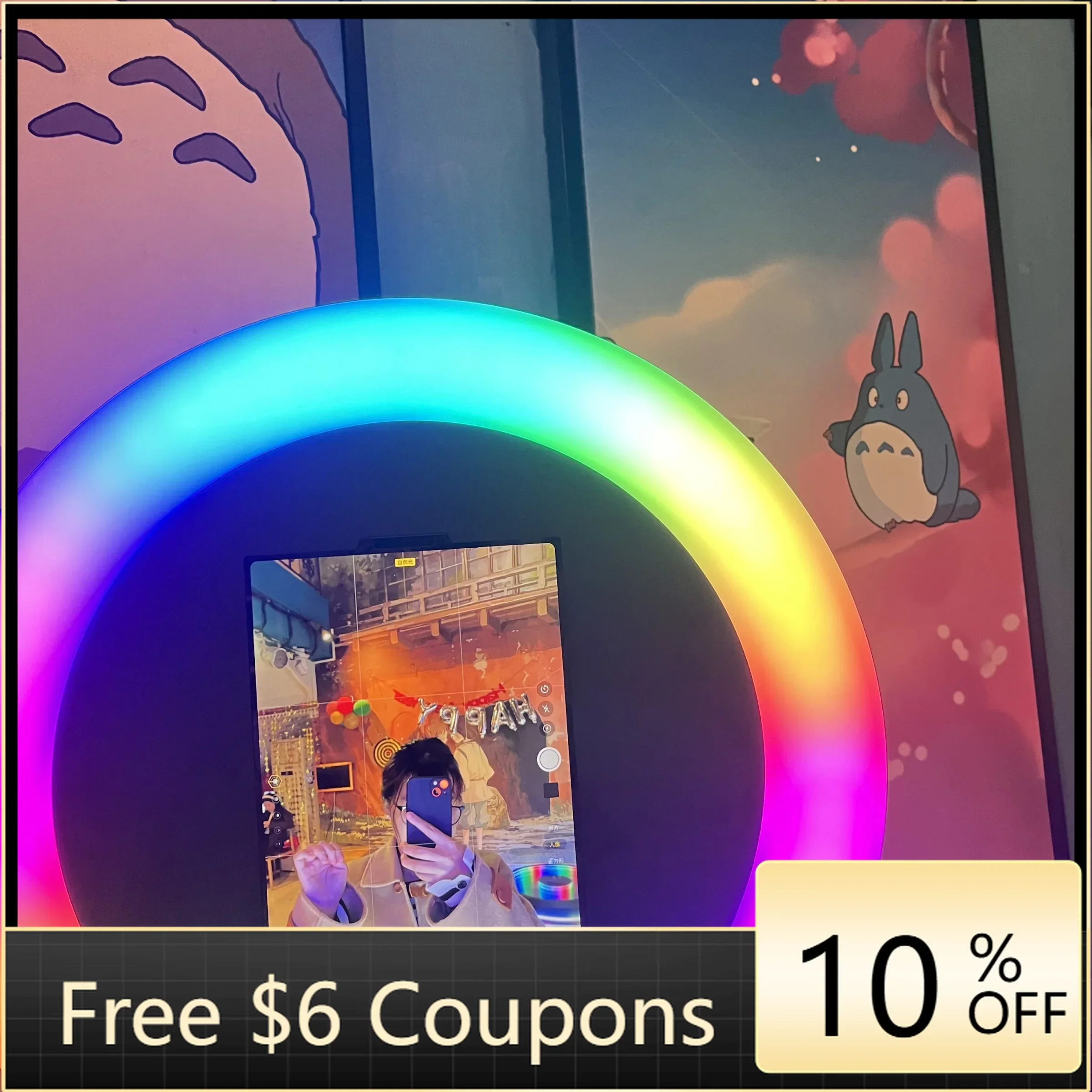 

DZ WJW CJM Advanced products Lightweight 10.9\" iPad Photo Booth Roamer with Ringlight Handheld for Convenient iPad