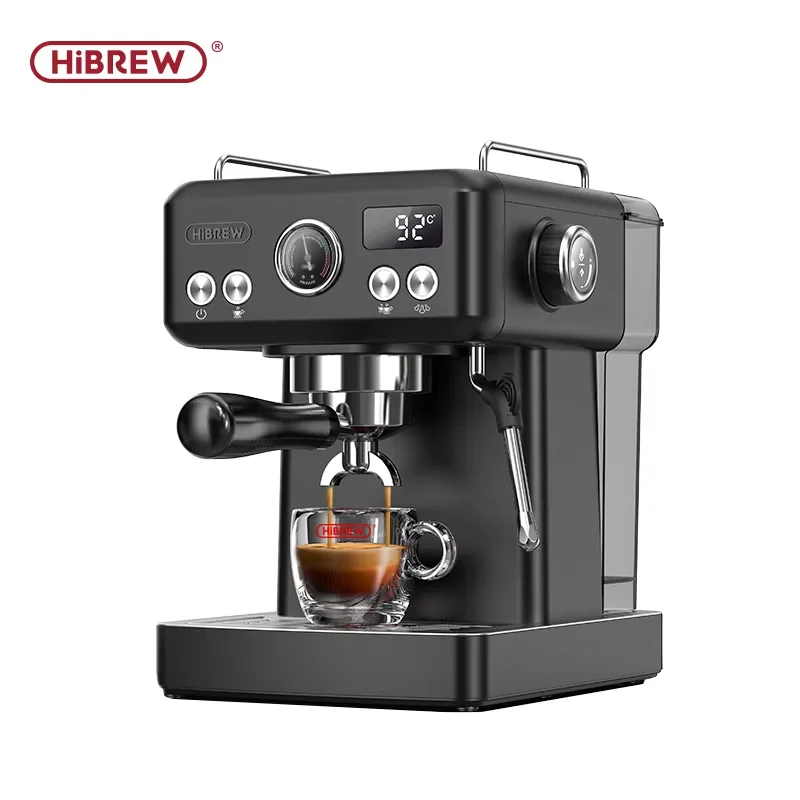 HiBREW 20Bar halbautomatische Espressomaschine 58 mm Siebträger Temperatur einstellbar Cappuccino Kaffeemaschine Metallgehäuse