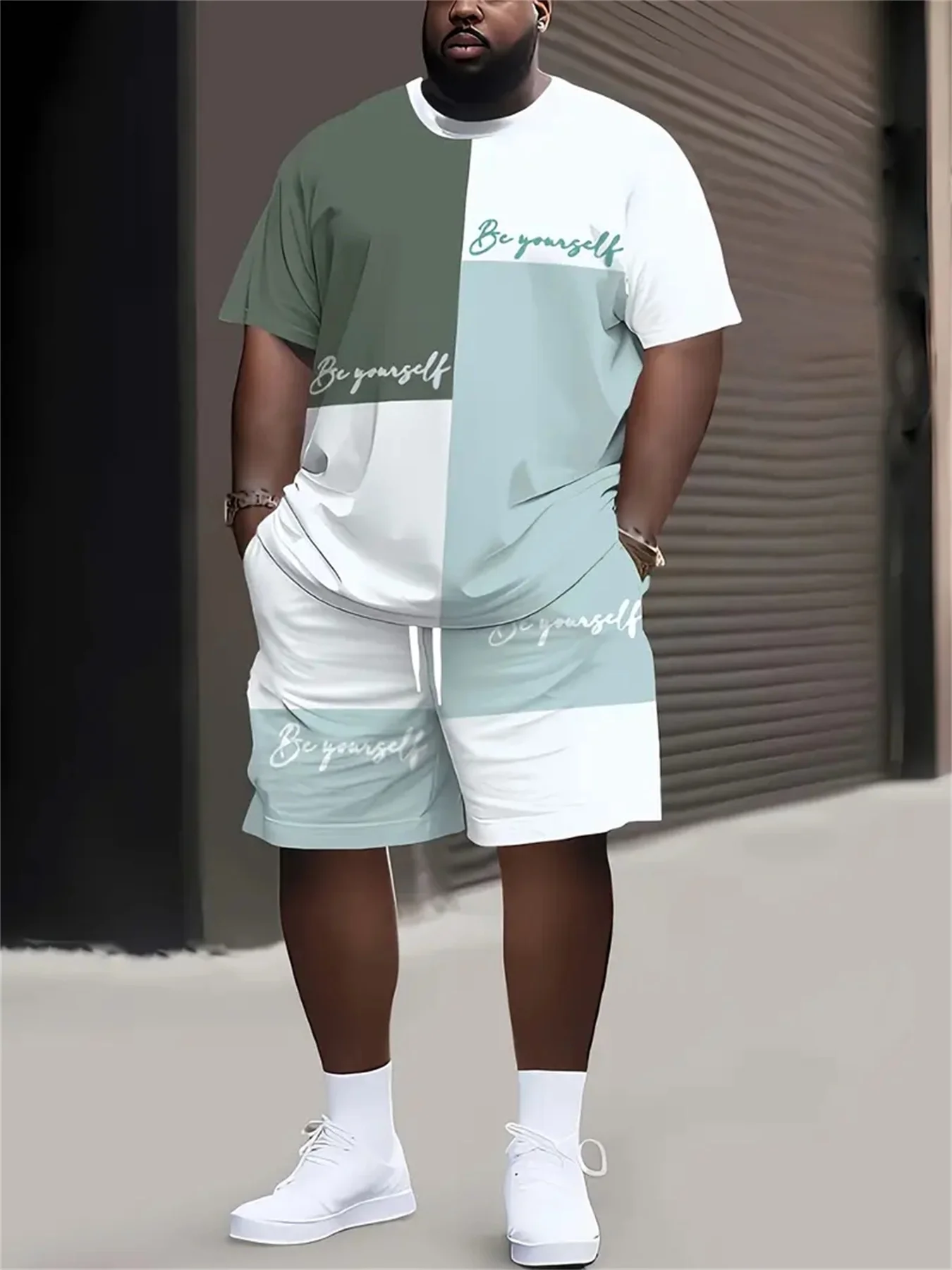 Summer Large Size Men's Clothing 3D Printed Short Sleeve Top Shorts 2-piece Set Outdoor Casual T-shirt Drawstring Shorts Sets view 3