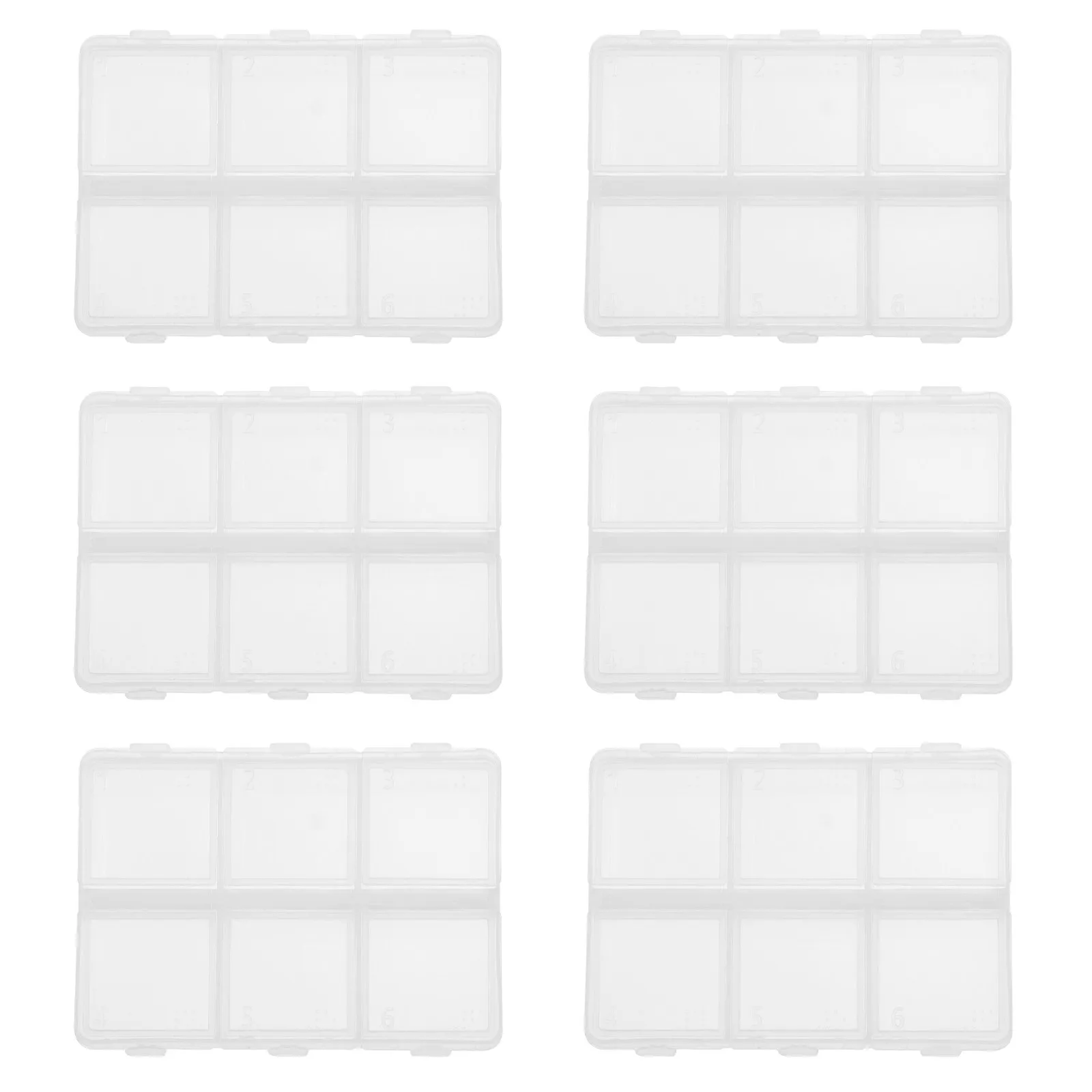 6Pcs 6-Cell Pill Containers Small Medicine Boxes with Braille for Blind Users Impact Resistant Cosmetics Gum Sundry Storage