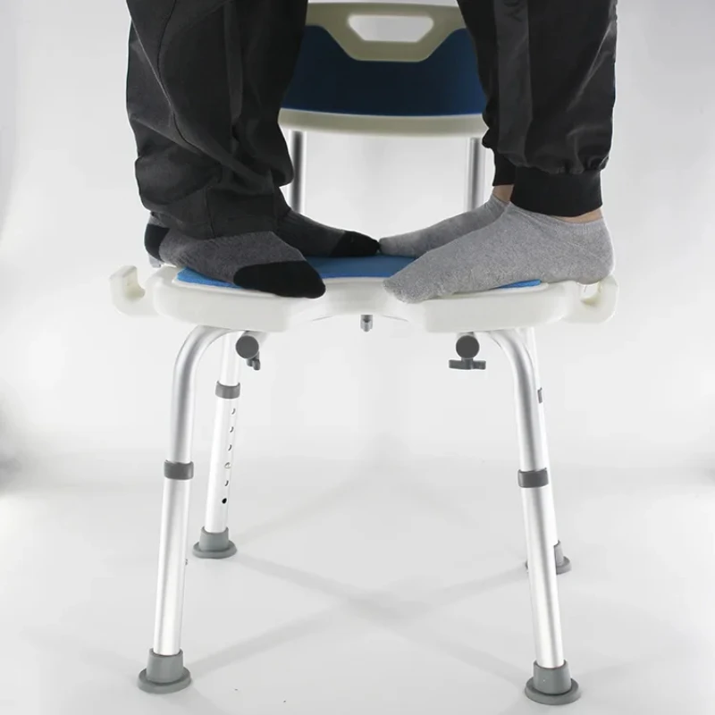 Bathroom Chair for Elderly Mobile Bath Chair Non-slip Mats Adjustable Shower Chair Shower Seat