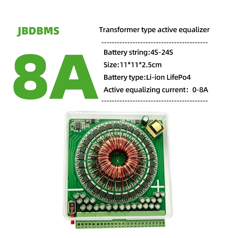 JBDBMS 4-24S 8A Active Battery Balancer Equalizer Transformer type active balancing Support Parallel Use, for NCM/LFP Battery