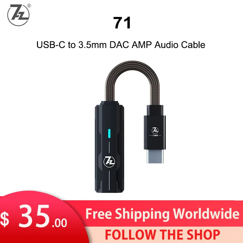 7Hz SEVENHERTZ 71 USB DAC AMP USB-C to 3.5mm Audio Cable Headphone Amplifier PCM384 DSD128