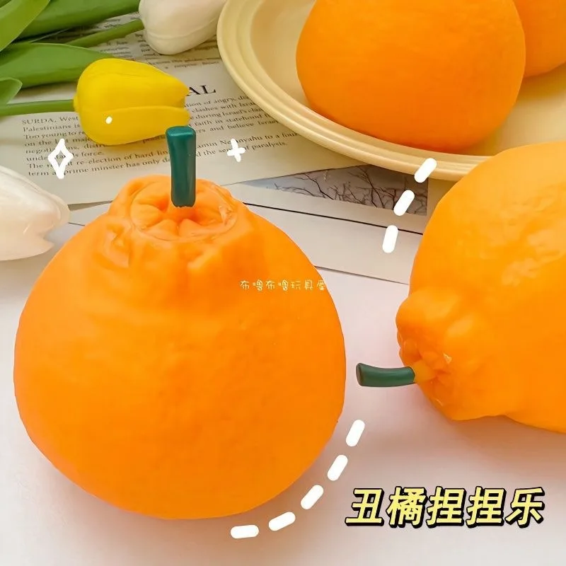 Simulation ugly orange pinch music fruit soft glue Baba orange vent ball tricky creative small toy decompression creative decompression