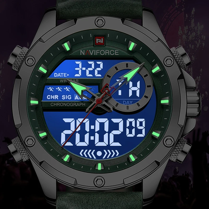 Imagem -02 - Naviforce Homens Relógio de Pulso Militar Quartzo Impermeável Couro com Cronógrafo Esportes Marca de Luxo Novo