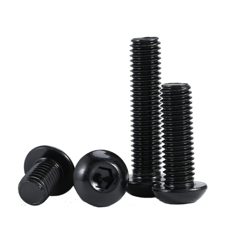 5~100pcs M2 M2.5 M3 M4 M5 M6 M8 Black 304 Stainless Steel Round Pan Head Hex  Allen Screws Button Head Hexagon Bolt