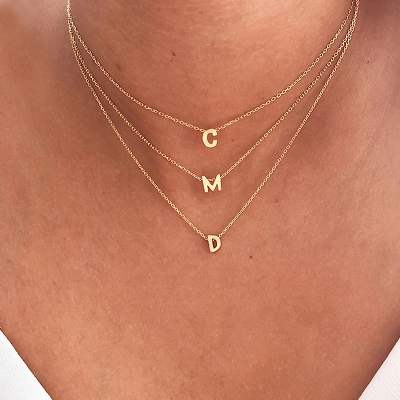 CANNER Letter Alphabet 925 Sterling Silver Chain Choker Necklaces For Women Minimalist Gold Color Necklace Fine Jewelry Collares