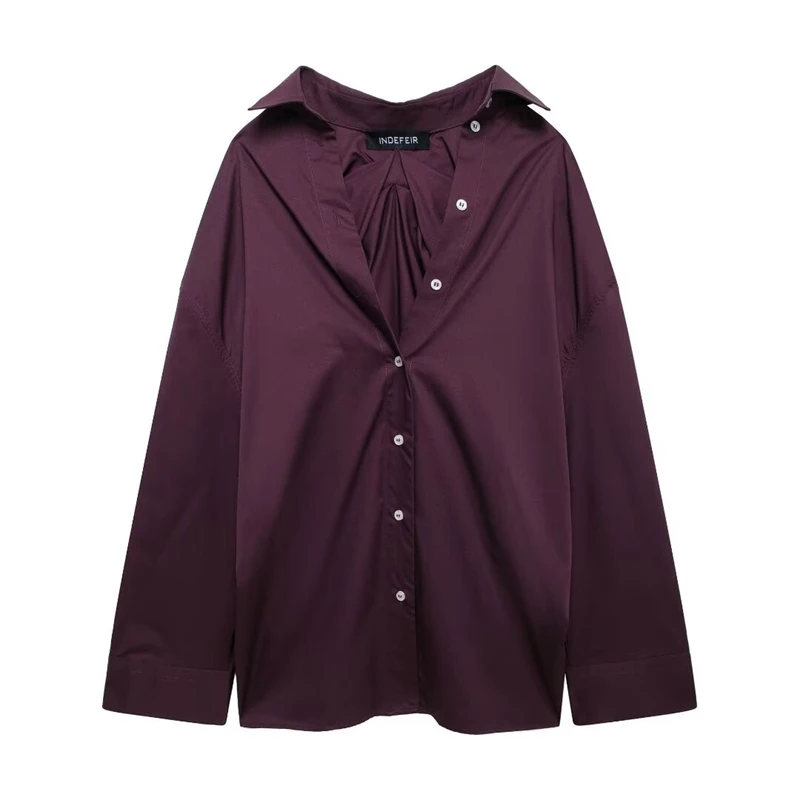 Women's Shirts Spring/Summer 2024 New Pleated Back Loose Women's Shirt Casual and fashionable women's Shirt