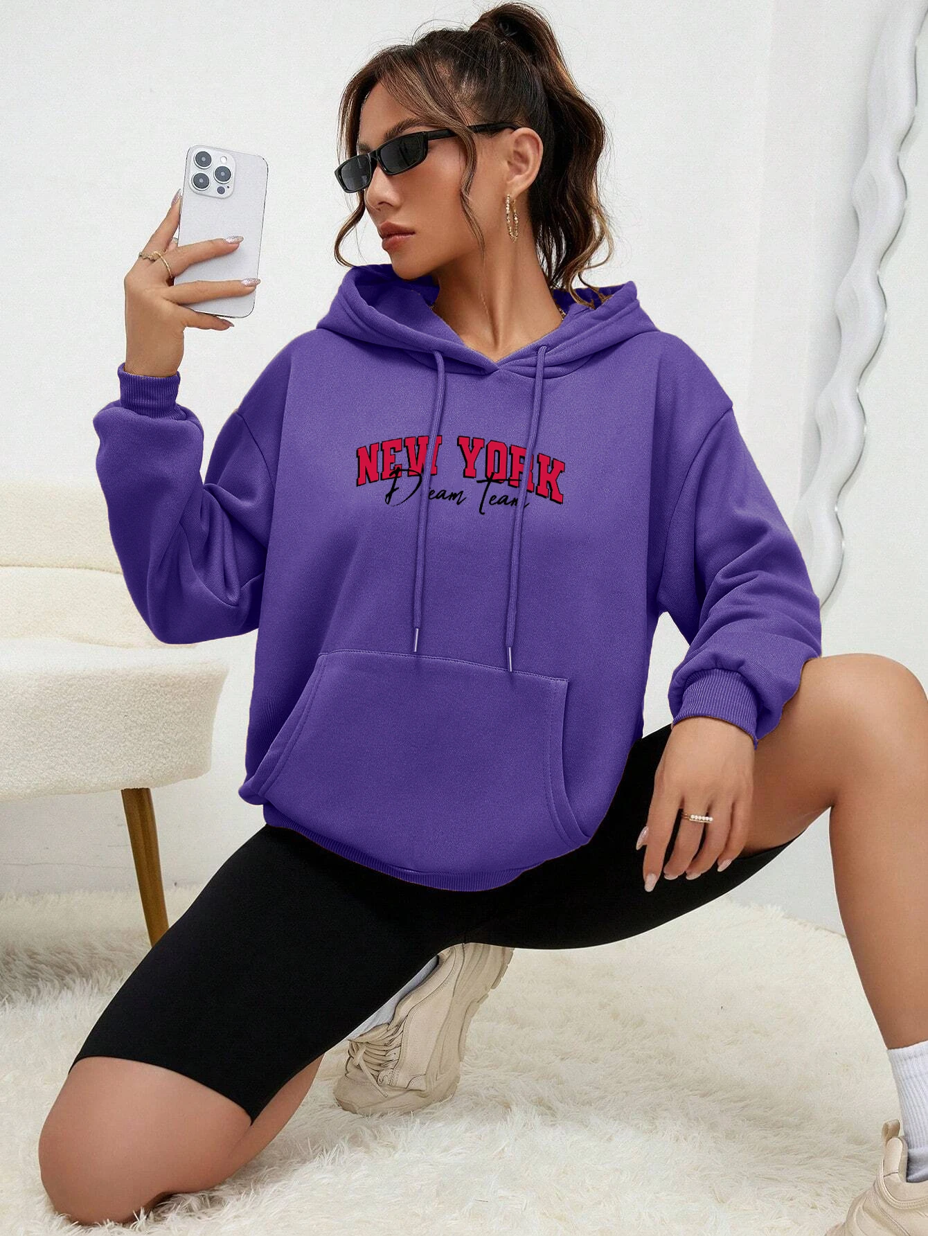 America New York City Women Hoodie Empire State Hoodies fur-liner Hoody Woman Soft Spring Autumn Clothing