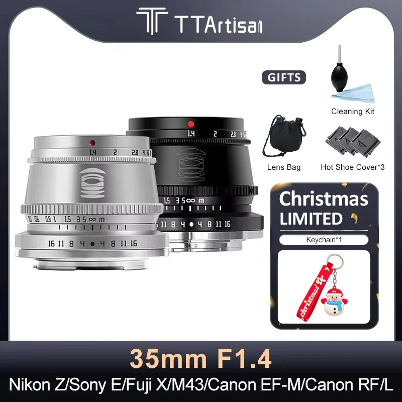 Объектив TTArtisan 35 мм F1.4 для фотоаппарата Nikon Z Sony E Fuji XF Canon M RF Leica L Panasonic Olympus M43 объектив для беззеркальной камеры