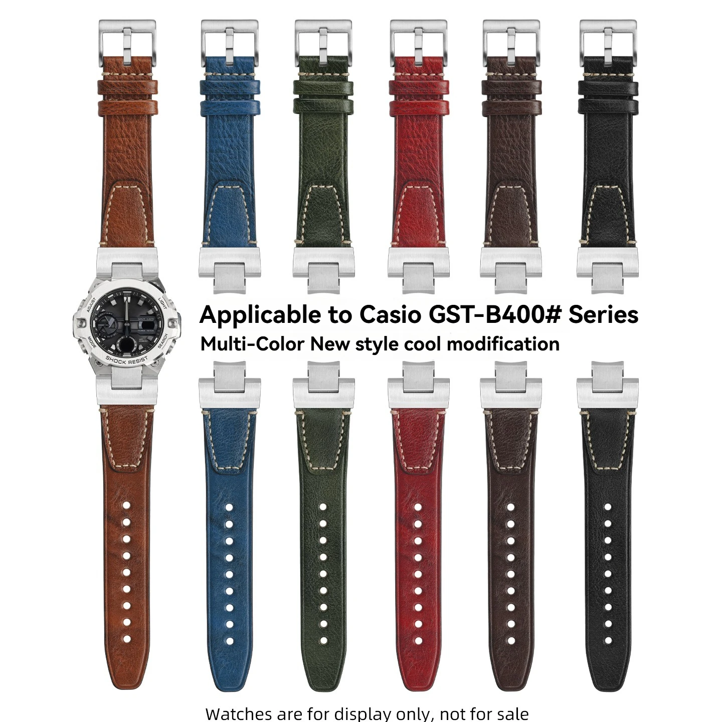 DIY Replacement Vintage Leather Strap for Casio G-Shock GST-B400 'Iron Heart',Retro Cowhide Conversion Band