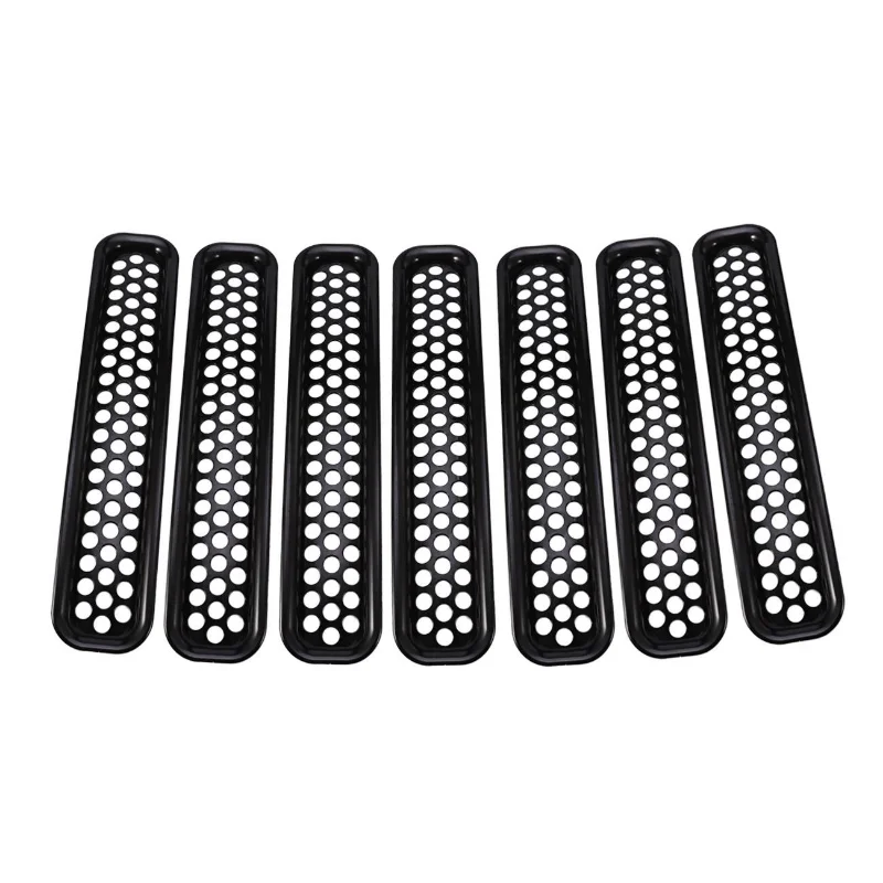 7PCS Front Grille Trims Front Grill Hollow Protective Cover Kits for 1997-2006 Jeep Wrangler TJ