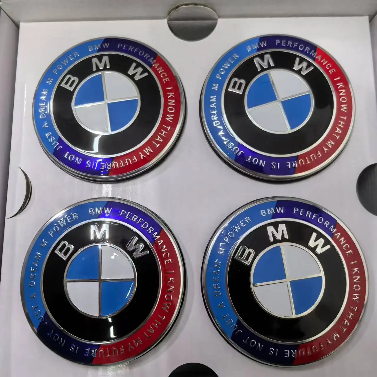 BMW A Set of 56 Mm Floating Wheel Center Caps Anniversary Edition Fits G32 G38 G01 G02 F45 F46 F49 F39 F90 3D Badge Logo Sticker