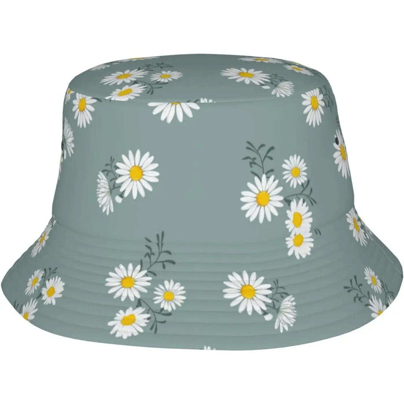 Small Daisy Green Chrysanthemum Flower Bucket Hats Fashion Sun Cap Packable Outdoor Fisherman Hat for Women and Men