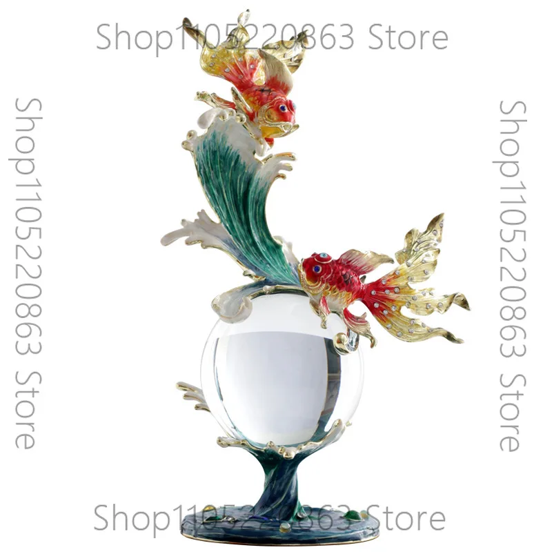 New enamel crystal ball Pisces play beads ornament living room office home entrance decoration opening birthday gift