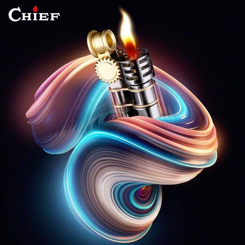 2022 Colorful Brass Grinding Wheel Lighter Creative Windproof Mini Retro Personality Gadgets Kerosene Lighter Men’s Gift