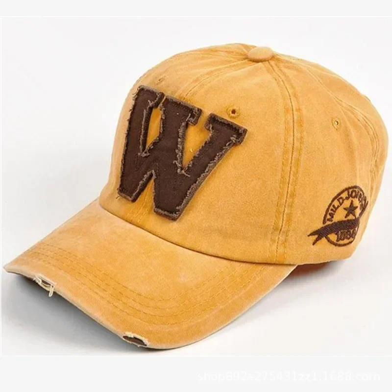 Baseballkappe mit besticktem Buchstaben W, Snapback-Kappen, Knochenkappe, Distressed-Look, passgenaue Kappe für Herren, individuelle Hüte – Detail 8
