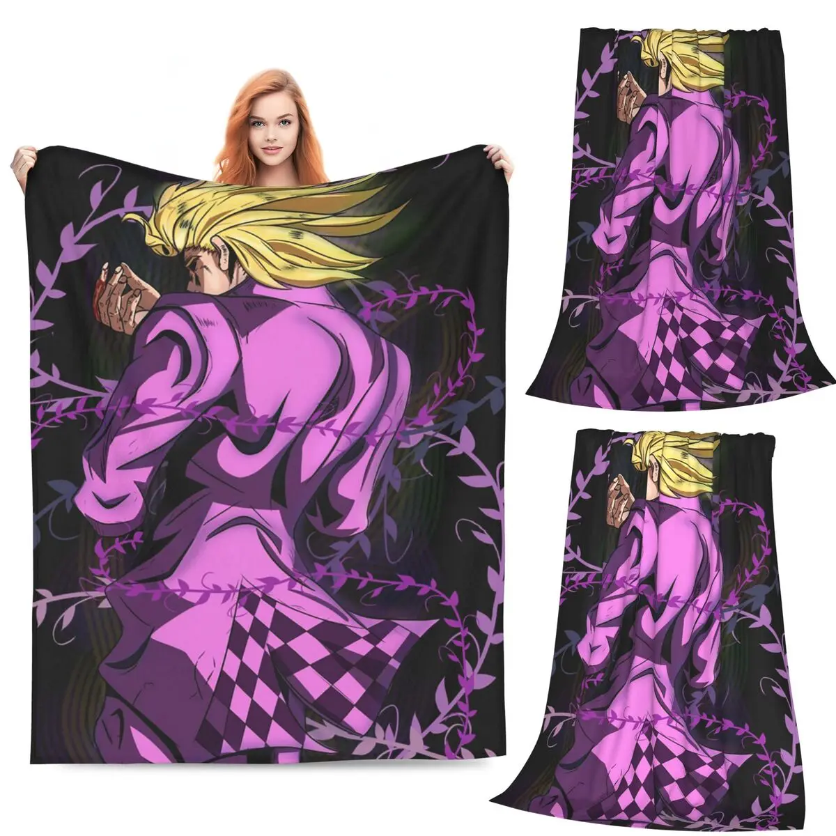

Anime JOJO HD ART Blankets Soft Warm Flannel Throw Blanket Plush for Bed Living room Picnic Travel Home Couch
