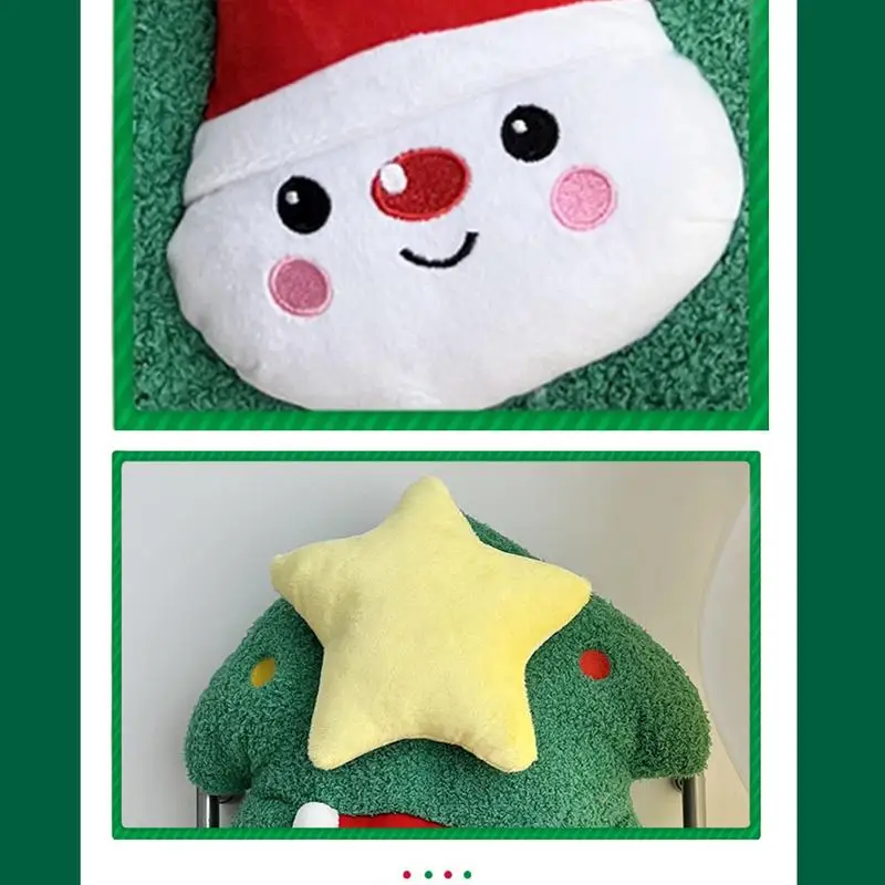 Christmas Tree Plush Toy Soft Tree Shaped Throw Pillow With Star Christmas Elements Filling Home Sofa Bed Decoration Great Gift