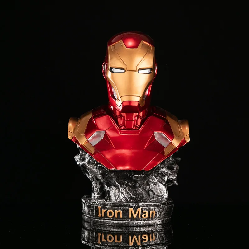 

Marvel Avengers Iron Man Bust Large Animation Model Hand Figure Marvel Resin Statue Home Desktop Decoration Birthday Holiday Gif