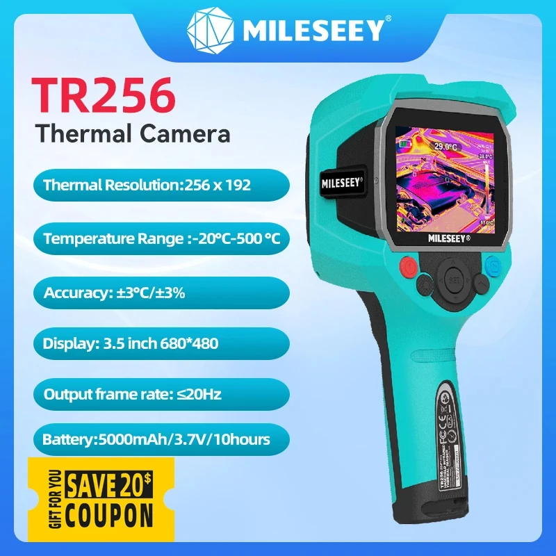 Mileseey Tr256 256*192 Câmera Térmica Infravermelha Imager20 Ima- 500 Six Seis Paletas de Cor Temperatura de Foco Automático Alta Precisão