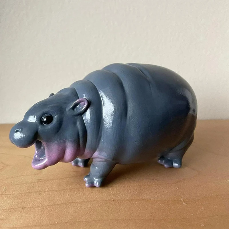 Moo Deng Toy | Moo Deng Hippo,Bouncy Pork Pygmy Hippo Statue,Hippo Resin Figurines,Figurine Small Tabletop Statue