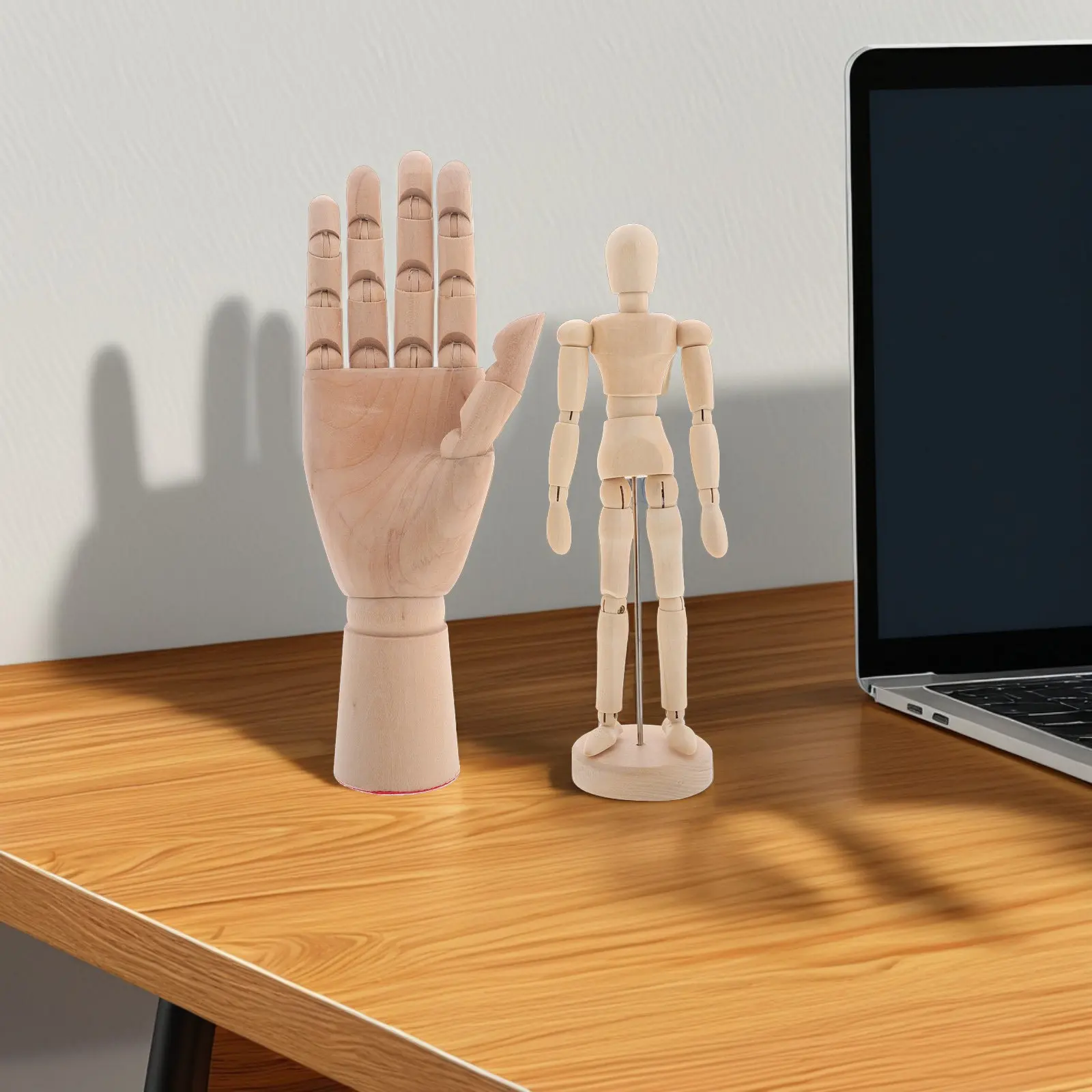 2Pcs Wooden Artist Drawing Figures Set 8 Inch 10 Inch Adjustable Flexible Mannequin for Sketching Painting Drawing Anatomy Study
