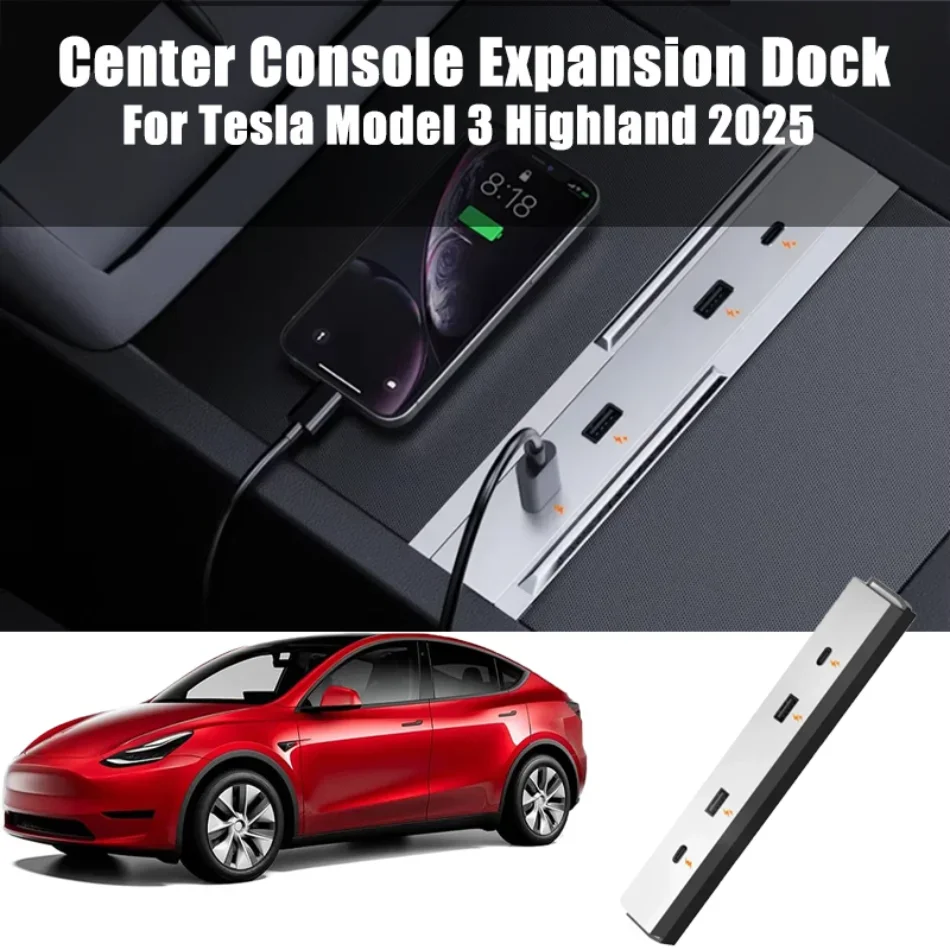 

Central Console Docking for Tesla Model 3 Highland 2024-2025 67W HUB Accessory Extender Diverter Fast Charging Support Laptop