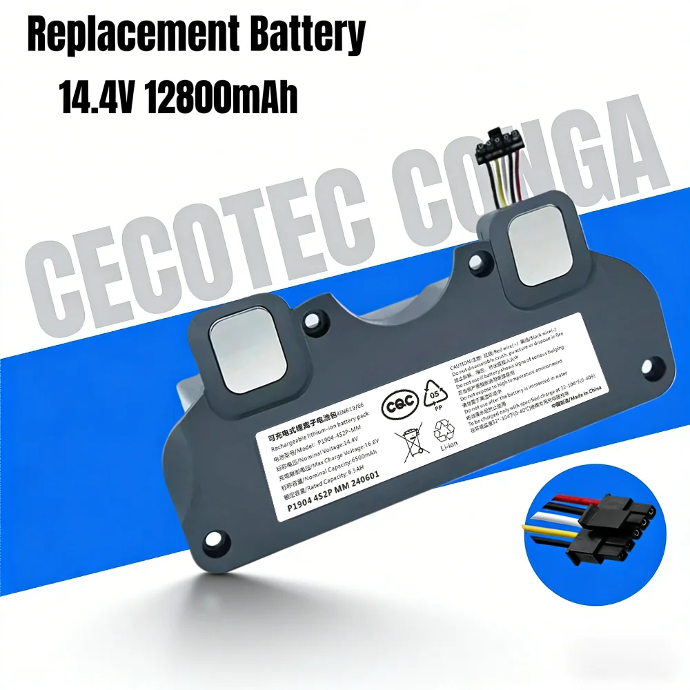 

Сменный аккумулятор 14,4 В/14,8 В, 12800 мАч для CECOTEC CONGA 4090 4490 4590 4690, аксессуары для роботов-пылесосов, запасные части, инструмент