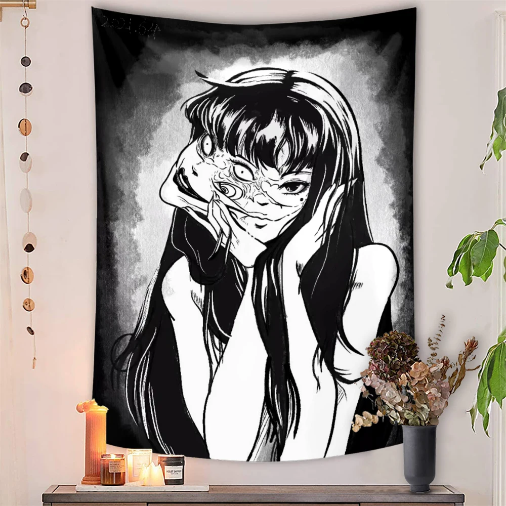 

Horror Manga Poster Tomie Unlimited Junji Ito Japanese Tapestry Anime Trippy Curtain Macrame Background Cloth Room Decor Tapiz