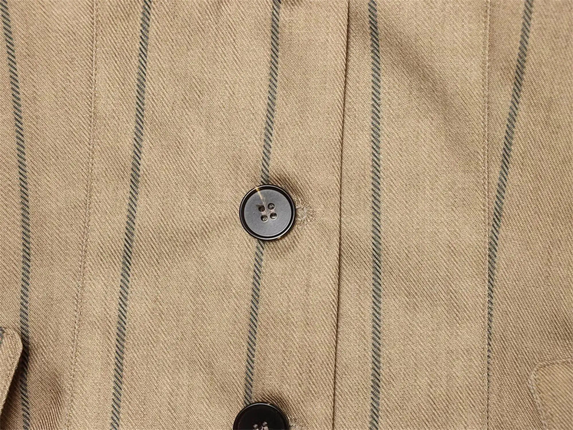 TFMLN Damen Blazer mit Streifenmuster und Stehkragen, schlank geschnitten, lässig, einreihig, Retro-Bürojacke, Oberbekleidung, modische Pendlerjacke – Detail 6