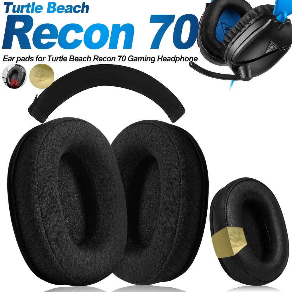 Headset Replacement Ear Pads for Turtle Beach Recon 70 Gaming Headphone Cushions Mesh Protein Leather Earpad