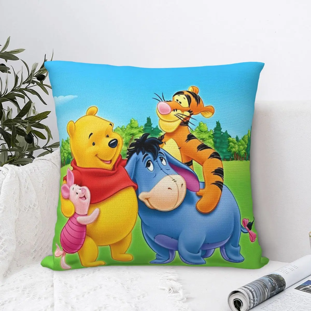 Winnie The Pooh Pillow Cover Novelty Pillow Case For Sofa Car Home Decor Cushion Cover Square Pillowcases Birthday Present