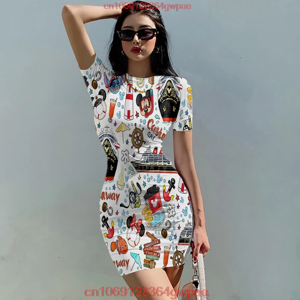 Disney Cruise Sexy Dress Women\'s Short Sleeve Dress Mickey Cruise Dress Disneyland Mickey And Friends Beach Dress