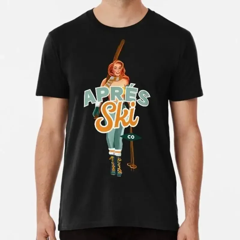 Apres Ski Bunny Vintage Pinup Redhead Skiing Made in Australia T Shirt S to 2XL