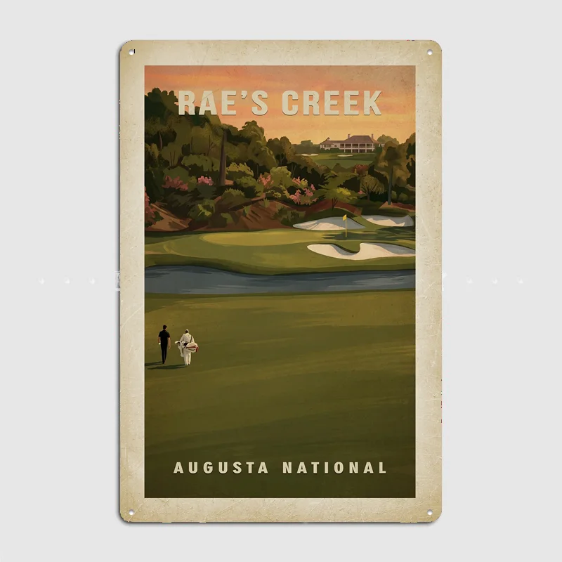 Augusta National Rae's Creek Golf Poster Metal Posters Living Sign Indoor Outdoor Room Decoration Home Bar Decor Wall Decor