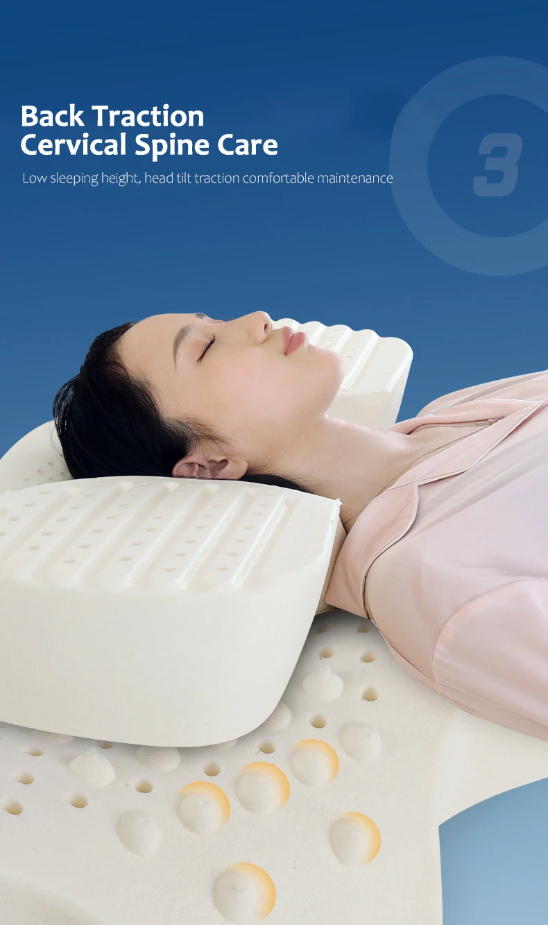 Almohada de cama de látex, almohada Cervical de apoyo para el dolor de cuello, hombros y alineación de la columna vertebral, con funda extraíble