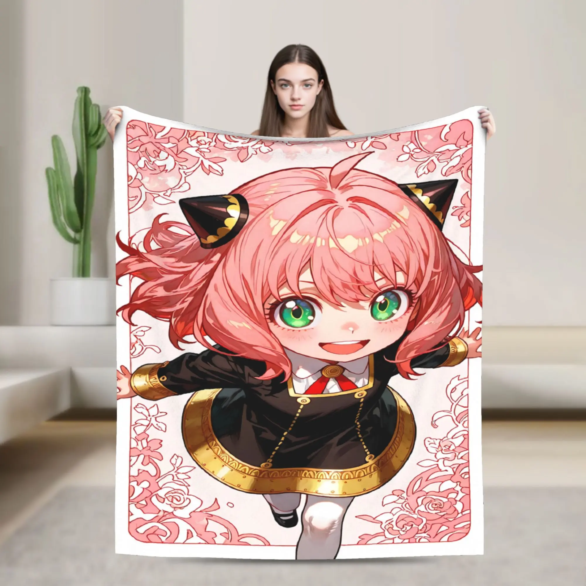Cute A-AnyaAnime Plush Blankets Students  Flannel Bedding Throws For Outdoor Soft Design Quality Bedspread Birthday Gift