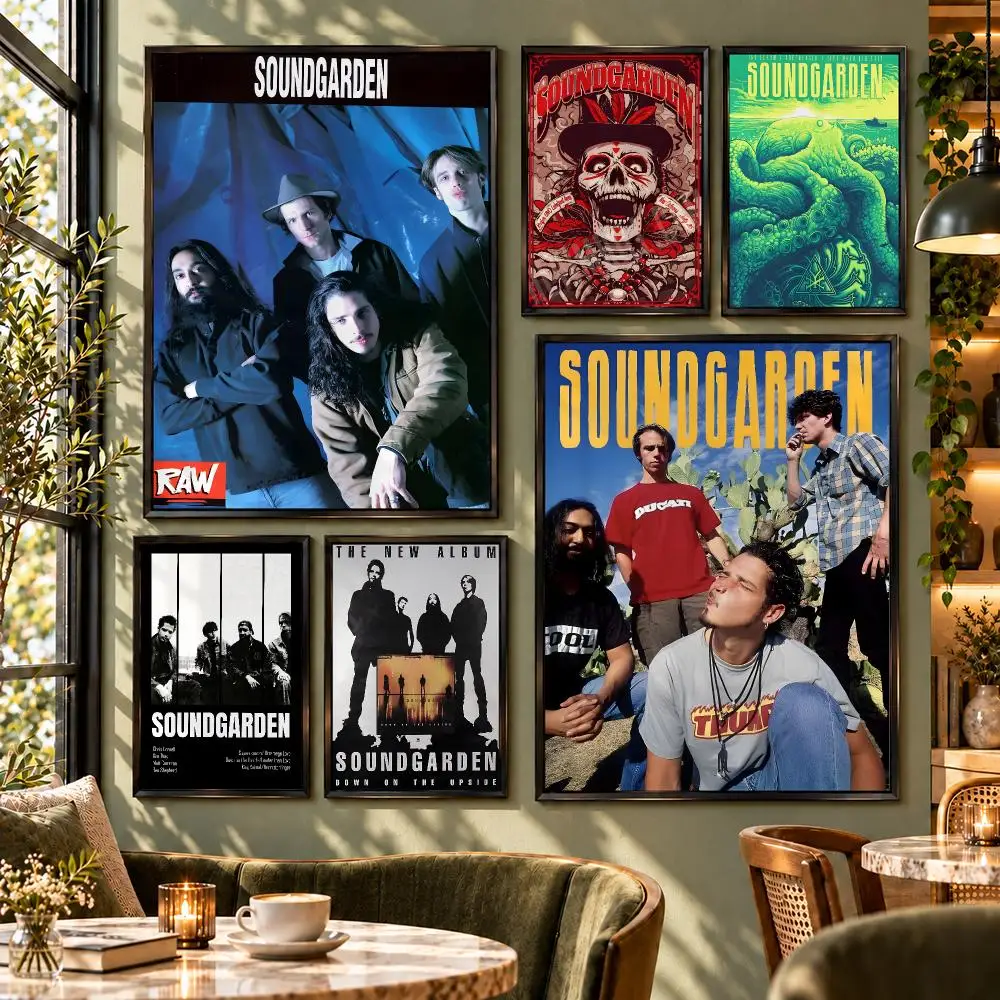 Music Grunge Rock Soundgarden Band Poster HD Self Adhesive Wall Decor for Bedroom Dorm Room Office Gaming Room Gift
