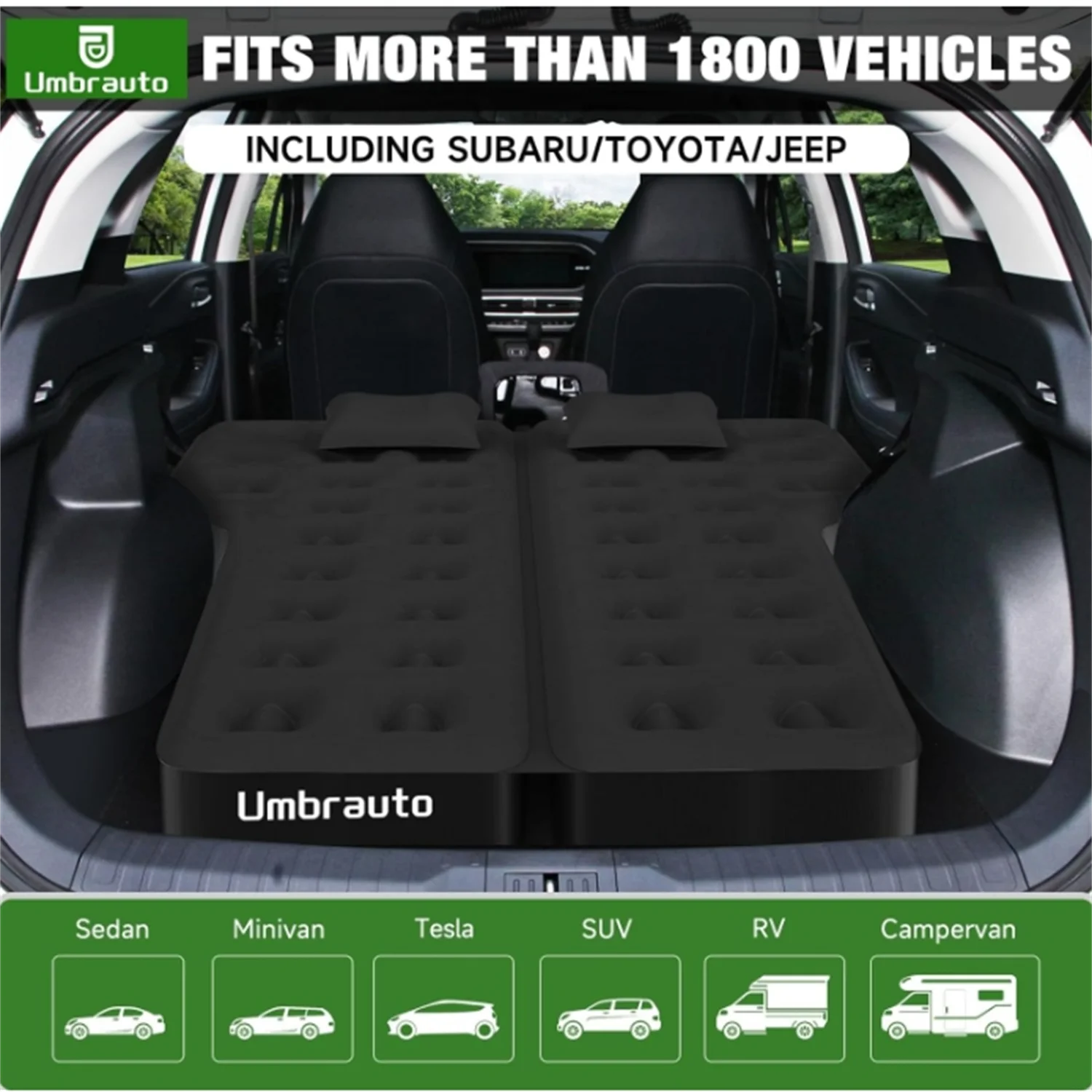 

Umbrauto SUV Camping Air Mattress: 2024 Upgraded Flocking Surface/Extra Thick Oxford Bottom Inflatable Car Sleeping Bed for Back